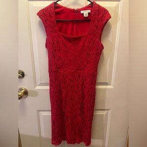 Liz Claiborne Red Lace Midi Dress